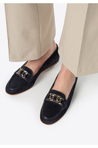 Wittchen Women's Leather Flat Loafers Navy Blue Leather