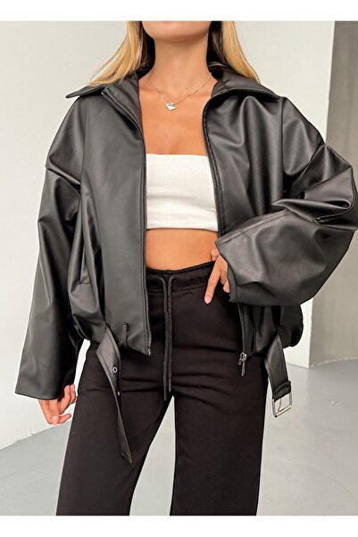 BASEL.CO Jachetă din piele Viral supradimensionat cu detaliu curea Bloom