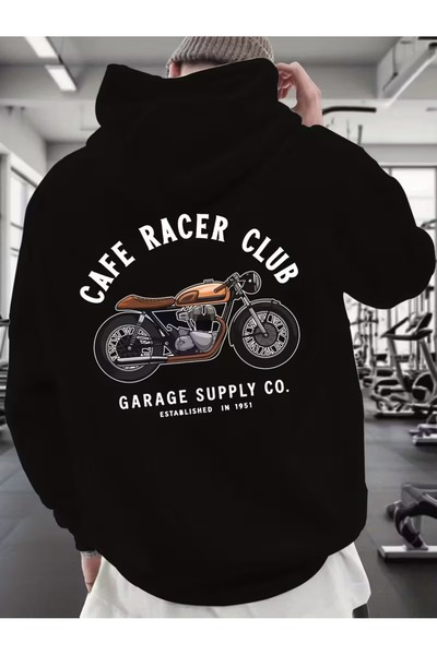 ship master Hanorac pentru bărbați Cafe Racer cu glugă tricou - Design de mot...