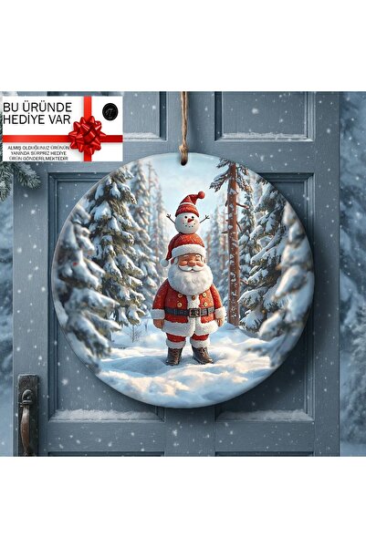 NT Handmade Новорічна прикраса для дверей 30 см з мотивом Діда Мороза, UV-дру...