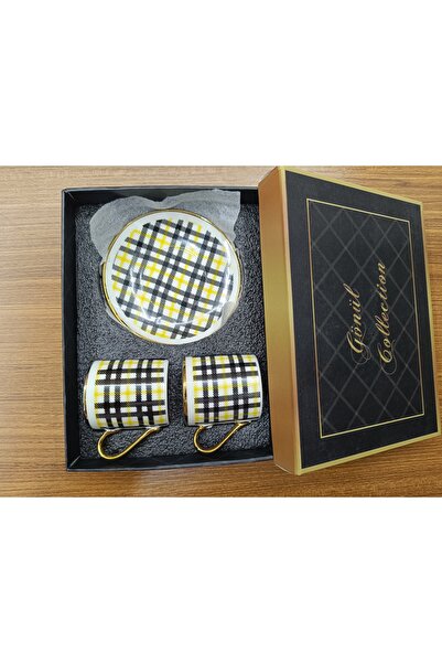 DEKOR ZÜCCACİYE HOME Gönül 2-Piece Yellow Striped Coffee Cup