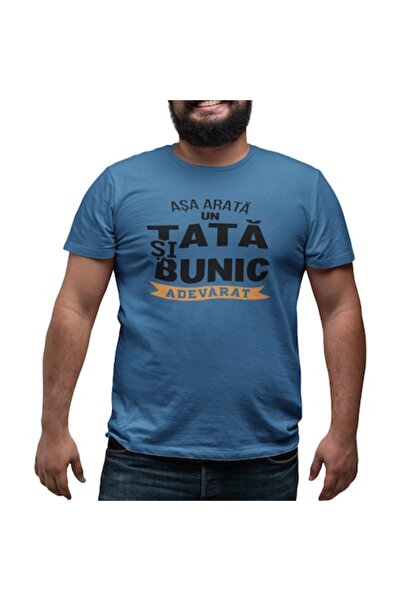 Tricou Destept Tricou personalizat „Tată și bunic adevărat” - Albastru, M