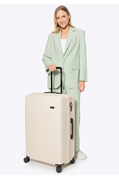 Wittchen Valiză mare pentru bărbați, din ABS cu dungi fine, culoare crem, ABS...