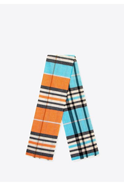 Wittchen Eșarfă pentru femei în carouri albastre și portocalii, poliester albastru și portocaliu