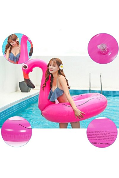 varioshop Inflatable Flamingo Swim Ring for Kids, 90 cm, Pink, Max 70 kg