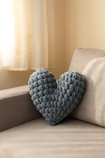 NURDAY Romantic Heart Pillow - Valentine's Day Gray Heart Pillow - Modern for Gift and Decoration