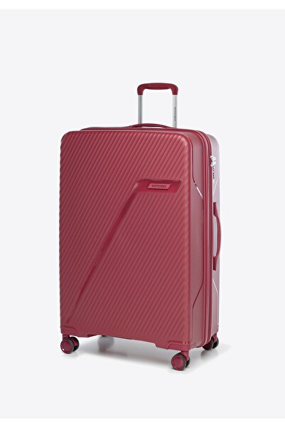 Wittchen Men's Large Polypropylene Suitcase with Diagonal Stripes Burgundy Burgundy Polypropylene