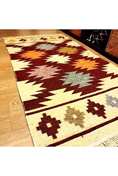 OEM Traditional woven double-sided rug 80x125 cm, red and cream, model Rustic
