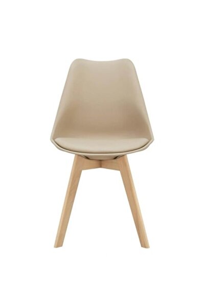 QMOBILI Scaun de bucătărie/sufragerie Tori - bej, carcasă PP, șezut din piele...