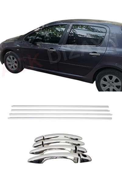 ACK Dizayn PEUGEOT 307 KROM CAM ÇITASI + KROM KAPI KOL 2'Lİ SET PASLANMAZ ÇEL...