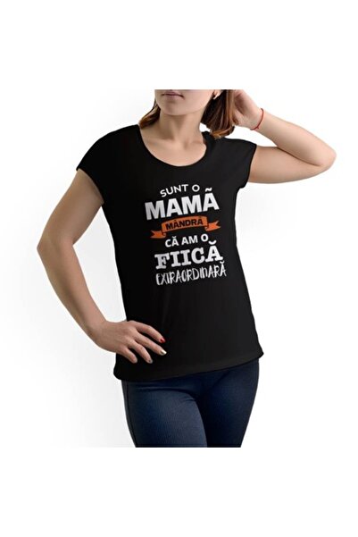 Tricou Destept Tricou personalizat - Mamă mândră că am o fiică, Negru, XL