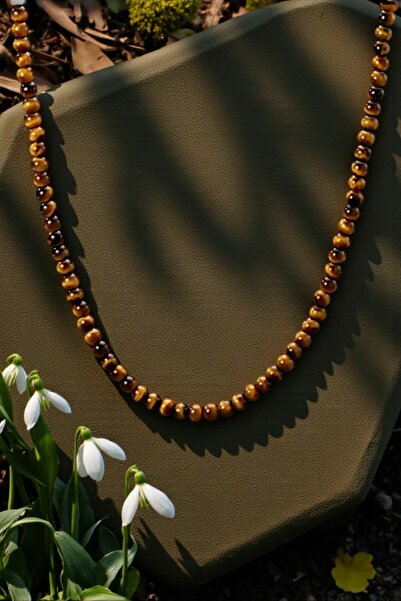 NBS Beautiful Naturel Stones Men's Tiger Eye Necklace 6 mm Quality (Gift for Everyday Special Occasions)
