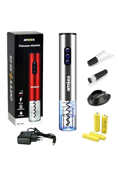 amXea Electric Wine Opener, Stainless Steel, Rechargeable with Aerator & Vacuum Stopper