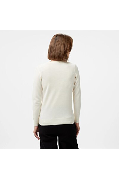 Lacoste Kadın %100 Yün Beyaz Triko