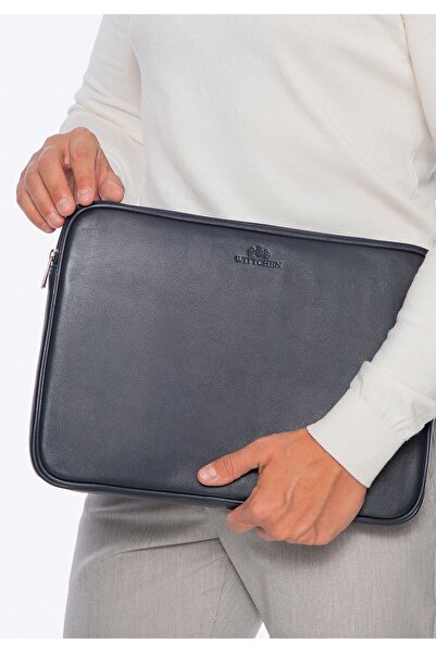 Wittchen Husă pentru laptop bărbătească de 15,6", gri închis, piele