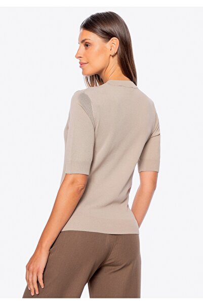 Wittchen Women's Knitted Blouse with Viscose and Nylon Beige Beige Viscose