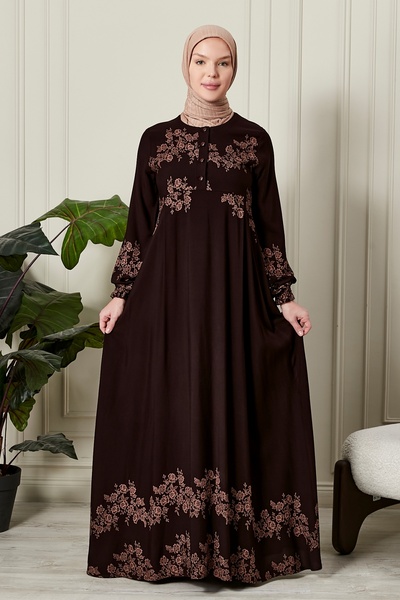 fistan Mevlana Φούστα Βισκόζη Ύφασμα Hijab Ρούχα Μητέρα Φόρεμα Προσευχής Φαρδιά Μοτίβο Hijab Φόρεμα