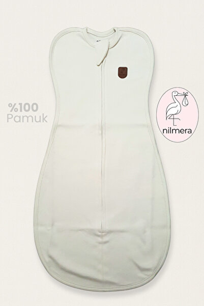 Nilmera Bebek Uyku Tulumu 3-6 Ay - %100 Pamuk Terletmeyen Bebek Kundak Organik, Fermuarlı Yenidoğan Kundak