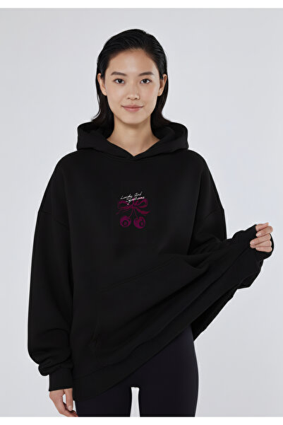 CC STORE Lucky Girl Luckygirl Poker Back and Front Printed Winter Fleece Thick Sweatshirt Hoodie