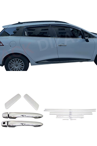 ACK Dizayn RENAULT CLİO 4 SPORTTOURER ARACA ÖZEL KROM CAM ÇITASI + KROM KAPI KOL 2'Lİ SET PASLANMAZ A+