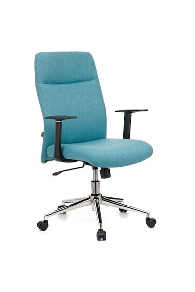 QMOBILI Scaun de birou ROYAL turcoaz, material textil, mecanism de balans, brațe din polipropilenă, bază cromată