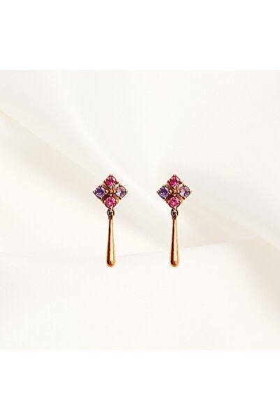 Joliesse Diamonds 14K Pink Gold Earrings with Pink Sapphires "Princess Tears"