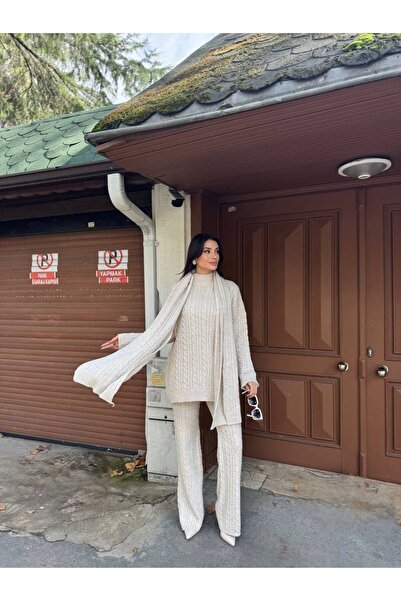 hiraz fashion Women's Ecru Tie-Necklace Femme Triple Set