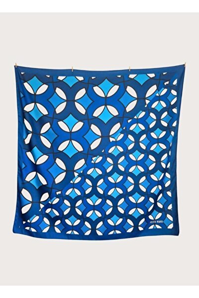POZİTİF MRK Blue Life Twill Satin Scarf 42Cmx42Cm