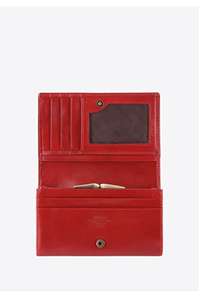 Wittchen Women's large genuine leather wallet with a registration card holder, red, genuine leather