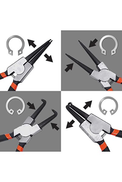 varioshop 4-piece circlip pliers set, internal & external, steel, non-slip handles