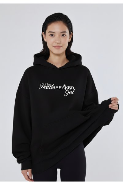 SELF CONTROL Heartbreaker Heartbreaker Back and Front Printed Winter Fleece Thick Sweatshirt Hoodie