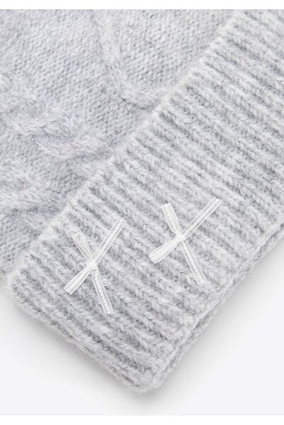 Wittchen Women's Hat with Pompom and Bows, Gray Polyester