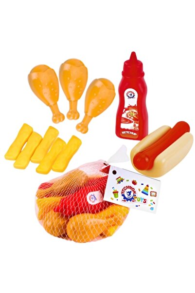Technok Set de mâncare de jucărie - Hot Dog, Ketchup, 4 bucăți de pui, 5 cart...