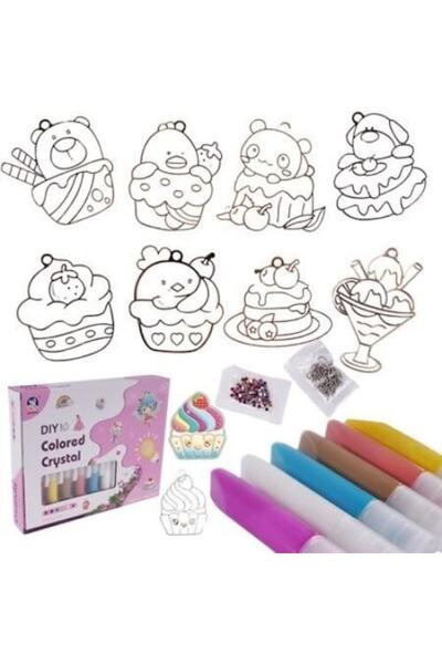 MAKSIK Set Crystal Art - 6 tuburi de lipici, 8 șabloane, multicolor, 24,5x4x1...