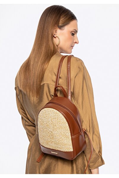 Wittchen Rucsac de damă cu țesătură, maro și bej, maro și bej, - piele
