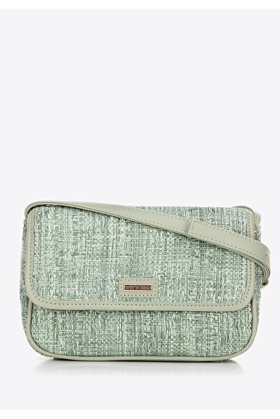 Wittchen Geantă crossbody împletită pentru femei cu clapă, mică, verde, din p...
