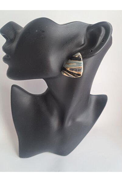 BHR AKSESUAR Gray Burgundy Triangle Earrings (3.3 cm)