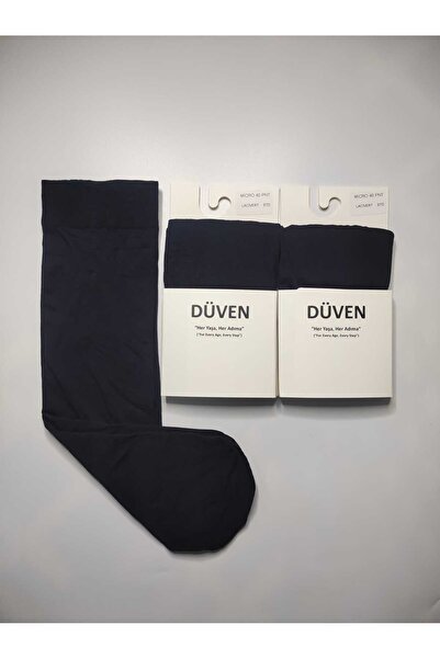 DÜVEN 40 дениер средно тежки тъмносини панталони до коляното с плоска тъкан, 2 чифта чорапи