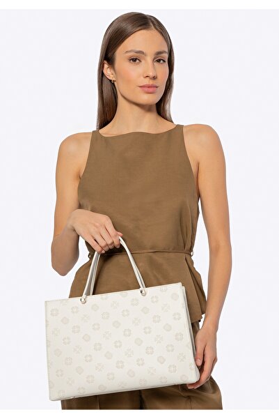 Wittchen Geantă de damă din imitație de piele cu semnătură în relief, crem, c...