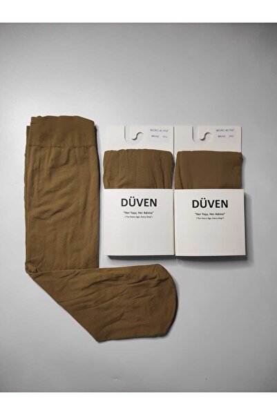 DÜVEN Matte Textured 40 Den Medium Thick Mousse Bronze Knee-Length Pants 2-Piece Socks