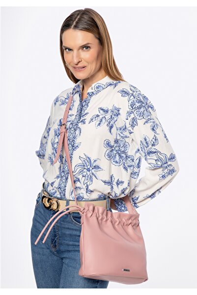 Wittchen Geantă crossbody pentru femei cu legături decorative, roz, piele