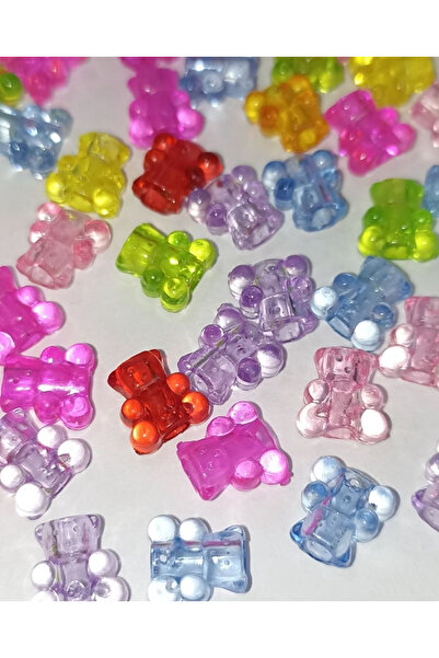 Mutlu Bujiteri Hobi Aksesuar خرز دب أكريليك بحجم 1 سم (50 قطعة)