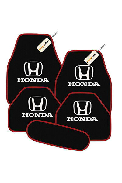 trivexa Honda Logolu Siyah Kırmızı Oto Halı Paspas 5 Parça Set – Kolay Temizl...