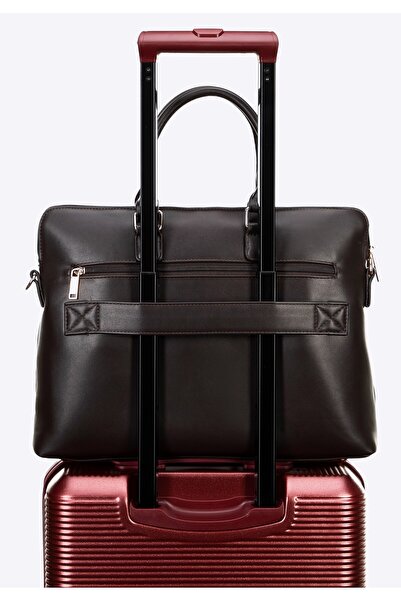 Wittchen Geantă pentru laptop bărbătească de 16", maro închis, piele ecologică, maro închis, - piele