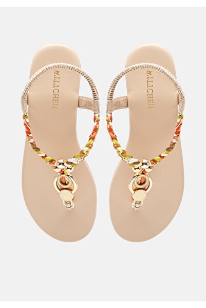 Wittchen Women's Flip-Flops made of -leather, beige, synthetic material