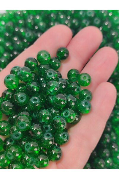 Mutlu Bujiteri Hobi Aksesuar خرز زجاجي أخضر زمردي 8 ملم (50 قطعة)