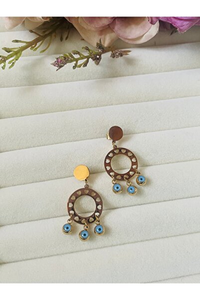 By Selen Suyolcu أقراط فولاذية متدلية على شكل عين الحسد