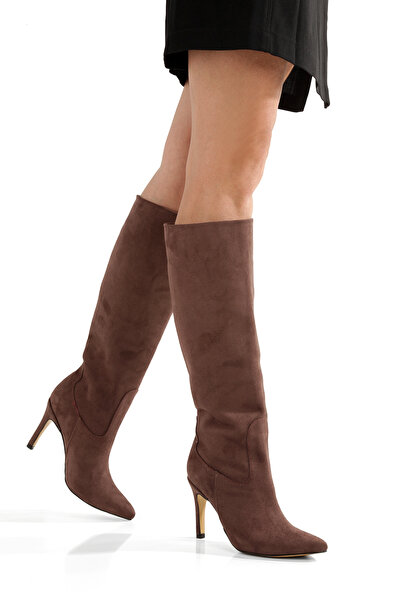 PAYZİN '' GÖKŞEN '' Cizme maro cu vârf ascuțit, toc subțire de 9 cm, sezon nou