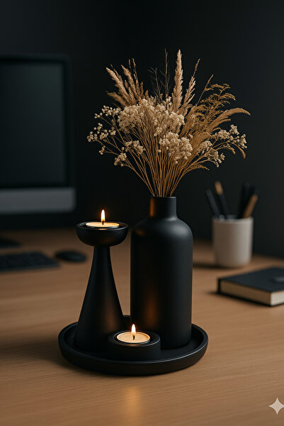 TACTIC Set decorativ modern din 4 piese (vază-candelabru-suport pentru lumânări-tavă)