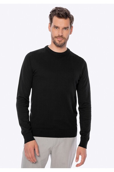 Wittchen Pulover bărbătesc, amestec de bumbac și cașmir, negru, bumbac negru